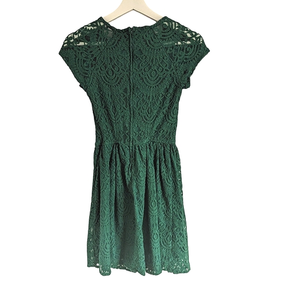 H&M Divided Lace Fit and Flare Skater Dark Green Dress size 4 - Picture 2 of 8